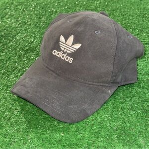 Adidas Gray Trefoil Logo Hat Classic Style Suede Men’s Adjustable Strap